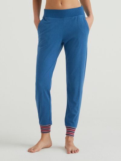 Women's Benetton Cotton And Viscose Blend Trousers Blue | NZ906029