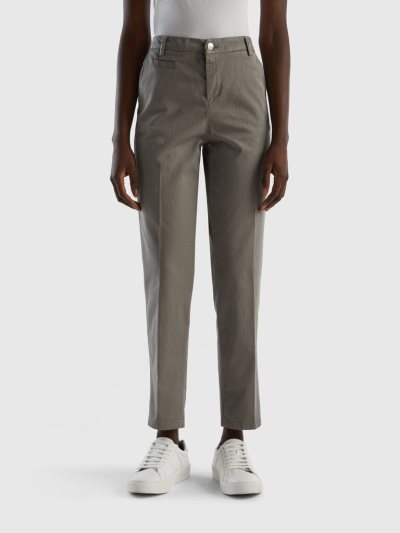 Women's Benetton Cotton Slim Fit Chinos Grey | NZ041114