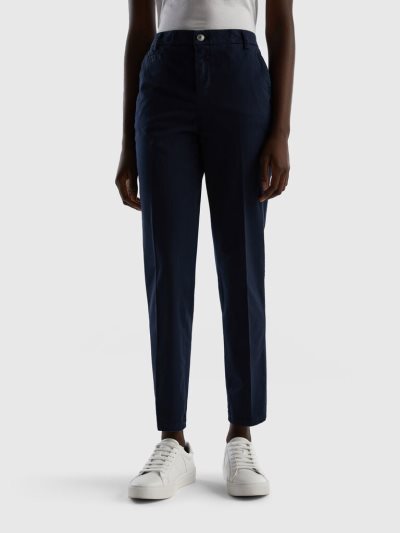 Women's Benetton Cotton Slim Fit Chinos Dark Blue | NZ935060