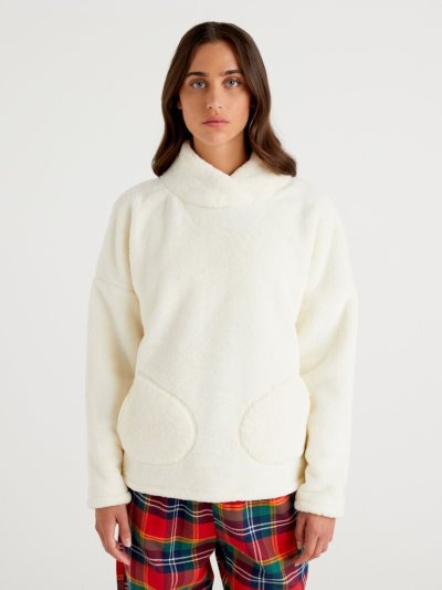 Women's Benetton Criss-cross Neck Sweaters Vanilla | NZ874944