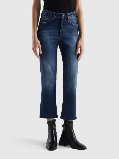 Women's Benetton Cropped Five-pocket Jeans Dark Blue | NZ297501