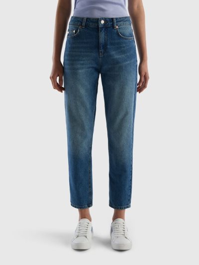 Women's Benetton Cropped High-waisted Jeans Blue | NZ428224