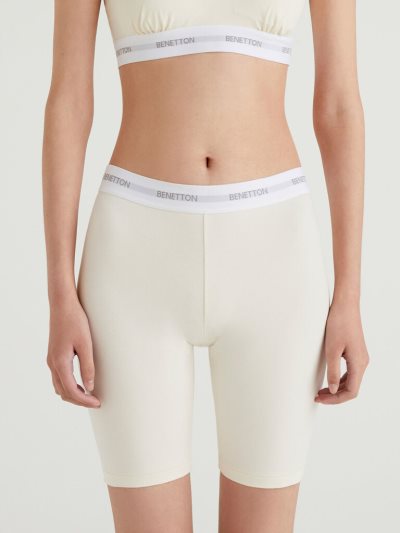 Women's Benetton Cycling Shorts Cream White | NZ714718