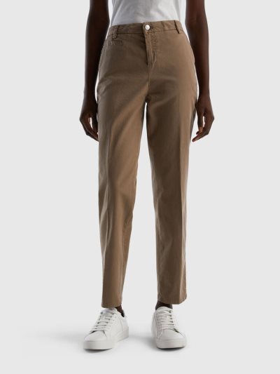 Women's Benetton Dove Gray Slim Fit Cotton Chinos Dove Grey | NZ891133