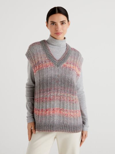 Women's Benetton Faded Wool Blend Vest Grey | NZ189763