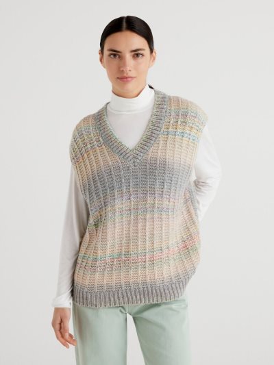 Women's Benetton Faded Wool Blend Vest Light Blue | NZ181315