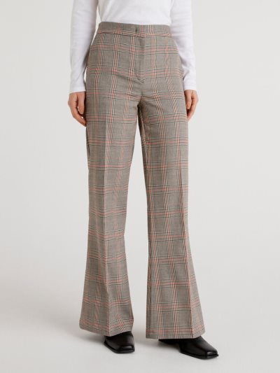 Women's Benetton Flannel Pattern Trousers Brown | NZ932578