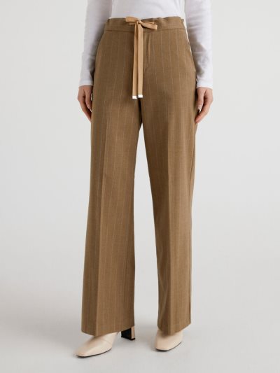 Women's Benetton Flared Pinstripe Look Trousers Dove Grey | NZ167420