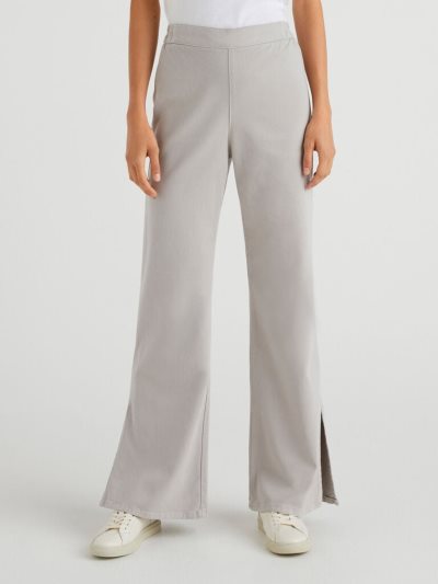 Women's Benetton Flared Slits Trousers Grey | NZ063834