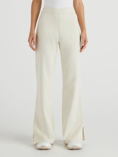 Women's Benetton Flared Slits Trousers White | NZ346851