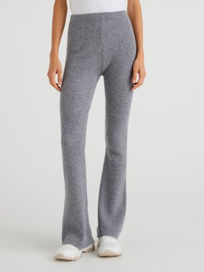 Women's Benetton Flared Wool Blend Trousers Grey | NZ083790