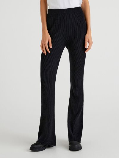 Women's Benetton Flared Wool Blend Trousers Black | NZ530439