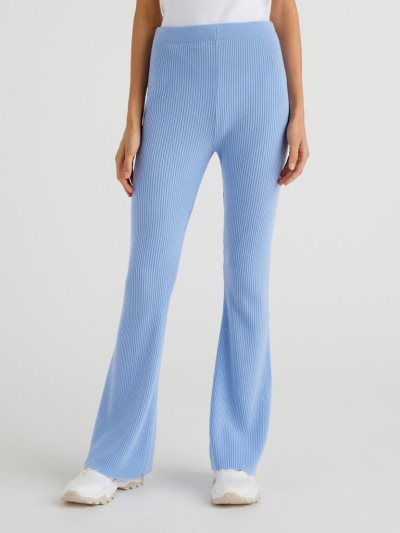 Women's Benetton Flared Wool Blend Trousers Light Blue | NZ673108