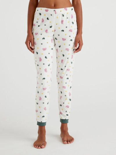 Women's Benetton Floral Chenille Trousers Pastel Pink | NZ892674