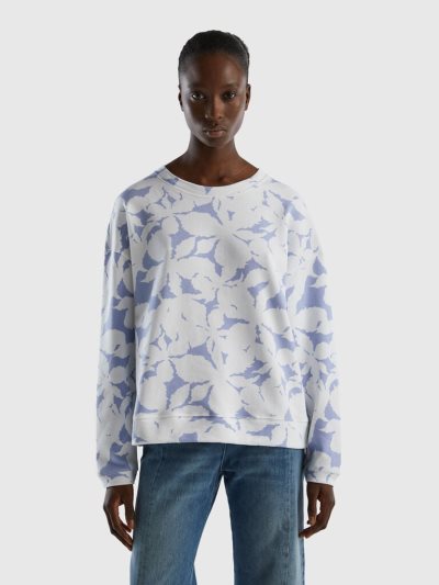 Women's Benetton Floral Print Sweatshirt Lilac | NZ870341