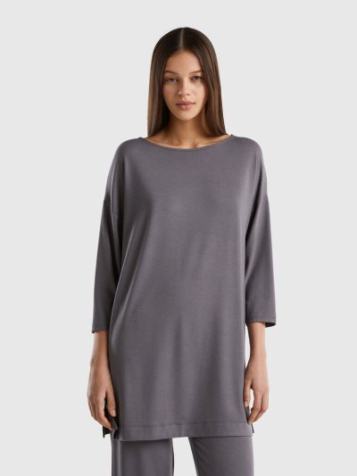 Women's Benetton Flowy Comfort Fit T Shirts Dark Grey | NZ878858