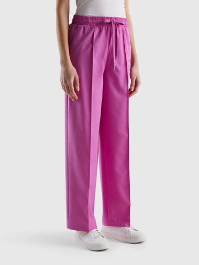 Women's Benetton Flowy Drawstring Trousers Pink | NZ449220