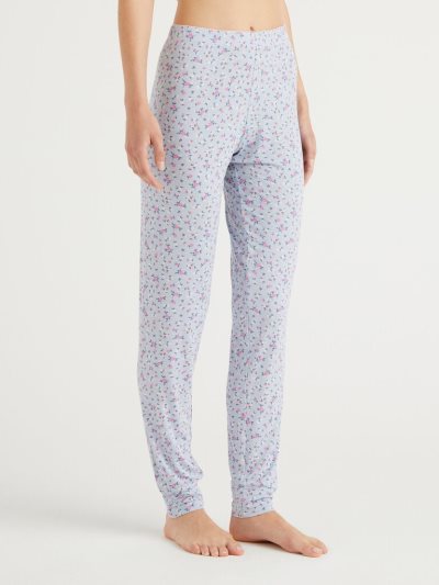 Women's Benetton Flowy Flower Trousers Light Grey | NZ658478