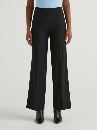 Women's Benetton Flowy High-waisted Trousers Black | NZ163929