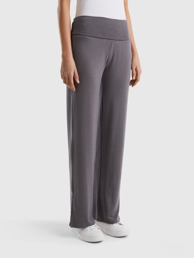 Women's Benetton Flowy High-waisted Trousers Dark Grey | NZ547120
