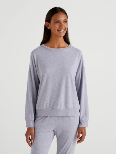 Women's Benetton Flowy Long Sleeve T Shirts Grey | NZ068145