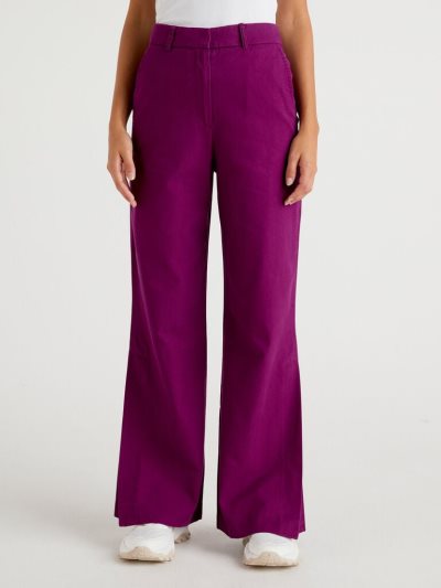 Women's Benetton Flowy Slits Trousers Violet | NZ160155