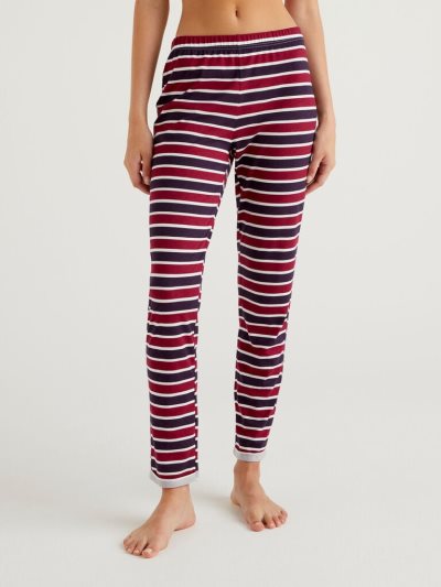 Women's Benetton Flowy Striped Trousers Violet | NZ341608