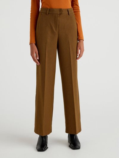 Women's Benetton Flowy Wide Leg Trousers Brown | NZ179013