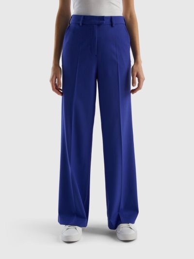 Women's Benetton Flowy Wide Leg Trousers Bright Blue | NZ322726