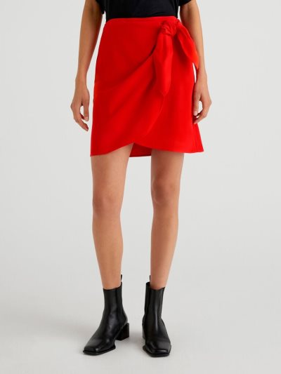 Women's Benetton Flowy Wrap Mini Skirts Red | NZ646637