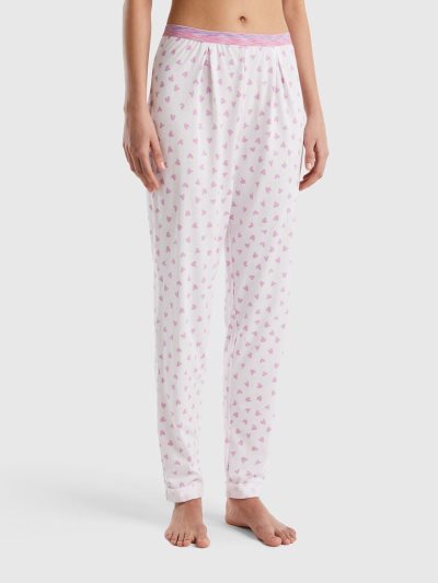 Women's Benetton Heart Warm Cotton Blend Trousers Pink | NZ680756