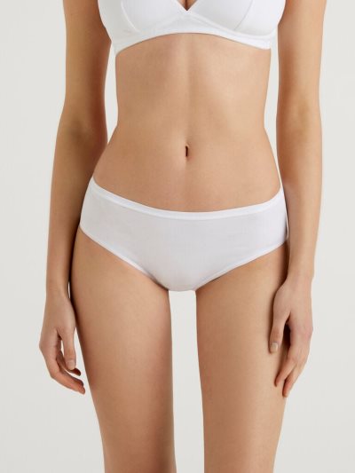 Women's Benetton High-rise Stretch Organic Cotton Knickers White | NZ904236