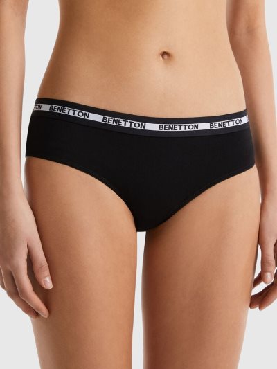 Women's Benetton High-waisted Organic Cotton Knickers Black | NZ811531