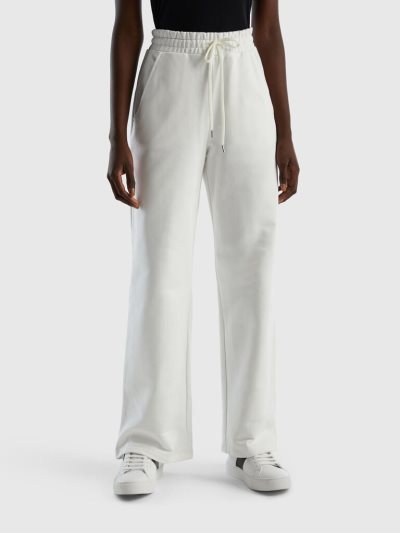 Women's Benetton High-waisted Sweatpants Creamy White | NZ220664