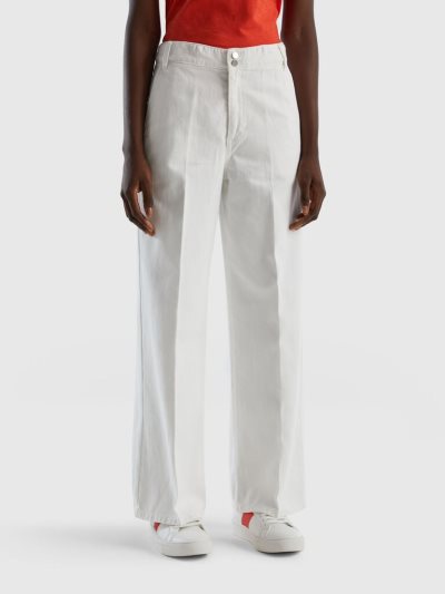 Women's Benetton High-waisted Wide Leg Trousers White | NZ365039