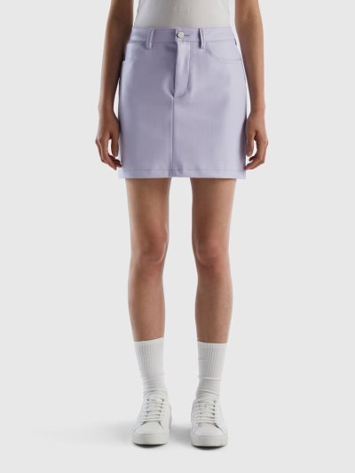 Women's Benetton Imitation Leather Mini Skirts Lilac | NZ345954