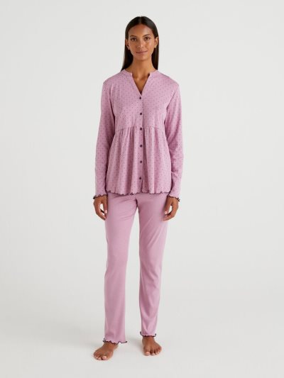 Women's Benetton Jacket And Trouser Pyjamas Matching Sets Mauve | NZ954764
