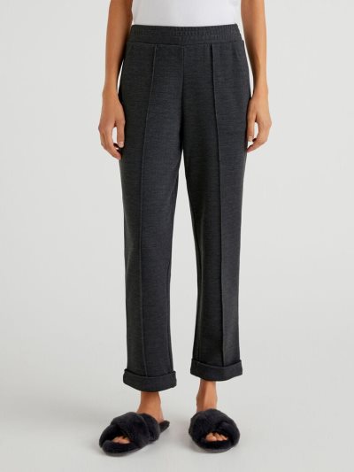 Women's Benetton Jacquard Cigarette Trousers Black | NZ687701