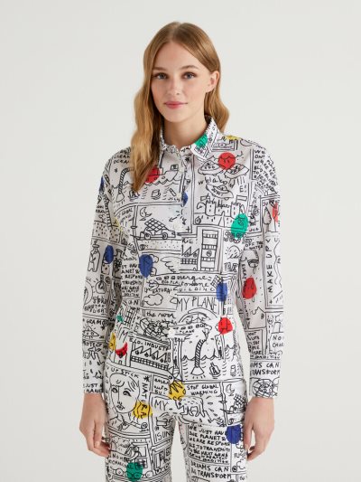 Women's Benetton Jccxucb Patchwork Shirts White | NZ017536