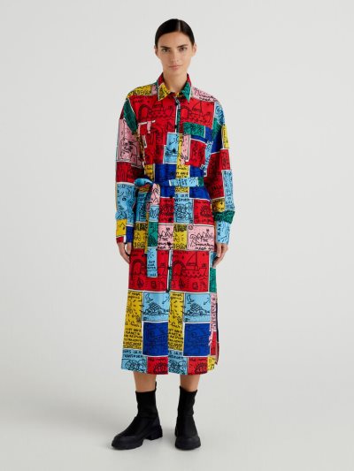 Women's Benetton Jccxucb Patchwork Shirt Dress Dress Multi-color | NZ372610