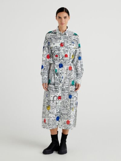 Women's Benetton Jccxucb Patchwork Shirt Dress Dress White | NZ871009