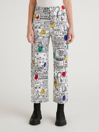 Women's Benetton Jccxucb Patchwork Trousers White | NZ374239