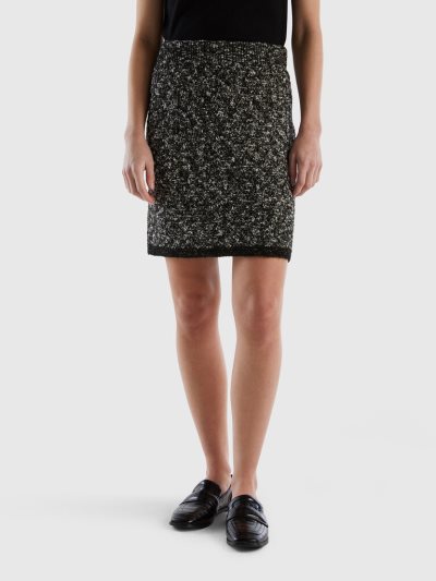 Women's Benetton Knit Lurex Skirts Black | NZ820111