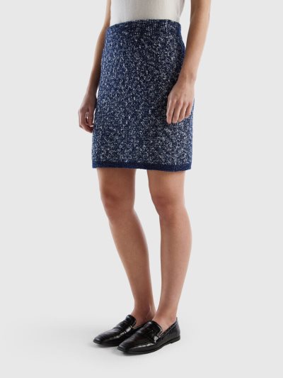 Women's Benetton Knit Lurex Skirts Dark Blue | NZ241585