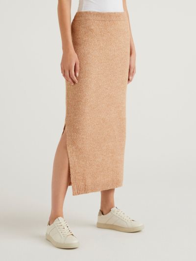 Women's Benetton Knit Midi Skirts Beige | NZ766764