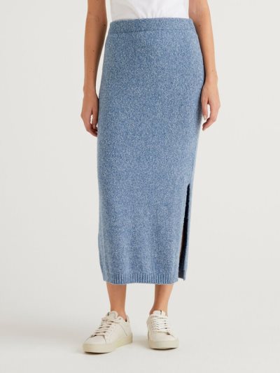 Women's Benetton Knit Midi Skirts Light Blue | NZ684907