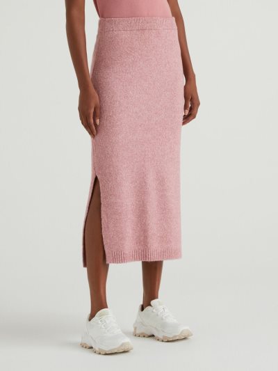 Women's Benetton Knit Midi Skirts Pink | NZ674228