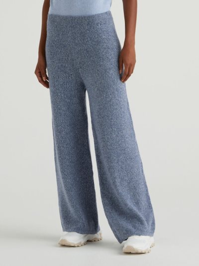 Women's Benetton Knit Palazzo Trousers Light Blue | NZ353951