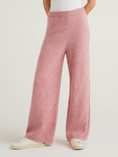 Women's Benetton Knit Palazzo Trousers Pink | NZ706227
