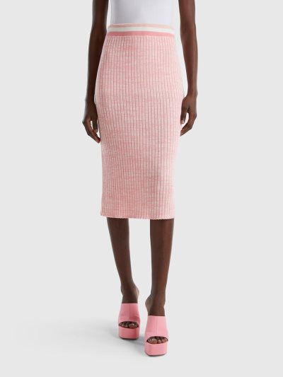 Women's Benetton Knit Pencil Skirts Pink | NZ702283